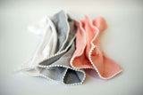 Pompom 100% Organic Cotton Baby Muslins Set of 3-40cm x 40cm Squares (White, Pink, Gray)