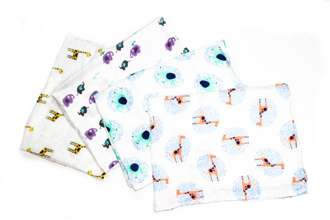 Safari Friends Baby Muslins Squares - Set of 4 Size 60cm x 60cm