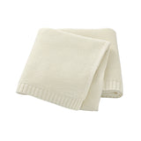 White Classic Knit 100% Cotton Cellular Blanket Ideal for Prams, cots 100cm x 80cm