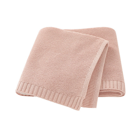 Light Pink Classic Knit 100% Cotton Cellular Blanket Ideal for Prams, cots 100cm x 80cm