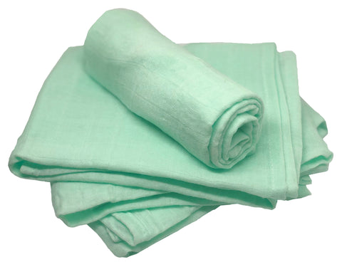 Muslin Squares - Light Green - 100% Cotton - Pack of 4