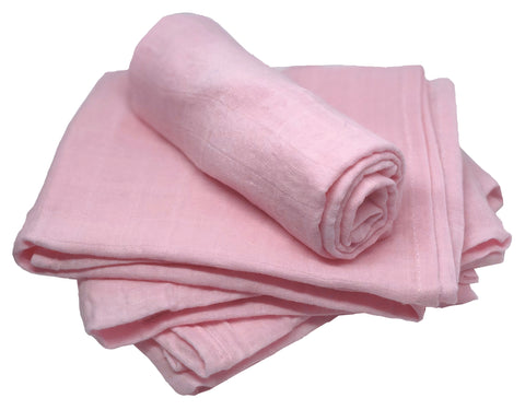 Muslin Squares - Pink - 100% Cotton - Pack of 4