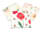Flower Wash Cloths Set of 3, 100% Cotton Cloths