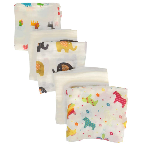 Rainbow Friends Baby Muslins Squares - Set of 4 Size 60cm x 60cm